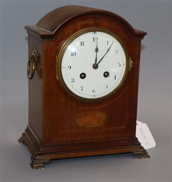 An Edwardian mahogany mantel clock height 24cm